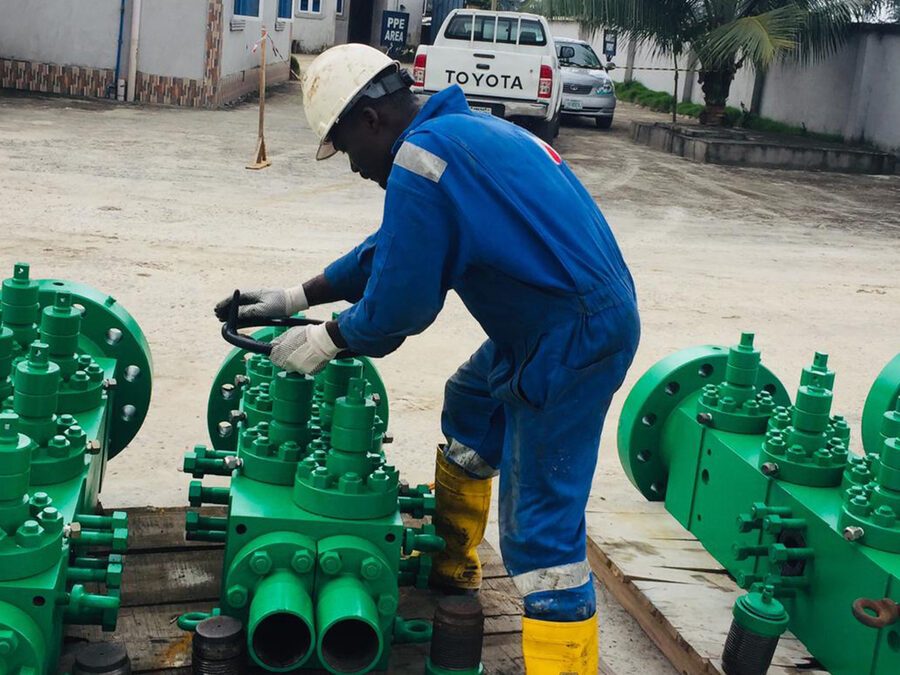 Subsea equipment preparation in workshop